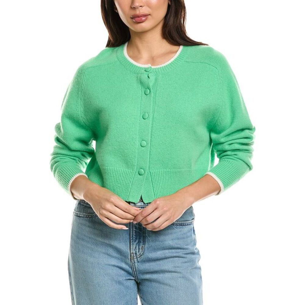 Brodie Cashmere Womens  Sahara 100% Cashmere Cardigan, Green